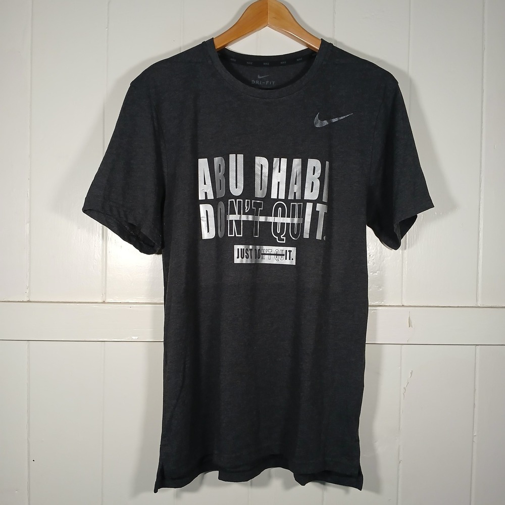 Nike Dri-FIT Abu Dhabi Don't Quit T-Shirt Mens Medium Gray Running AJ8002-032
